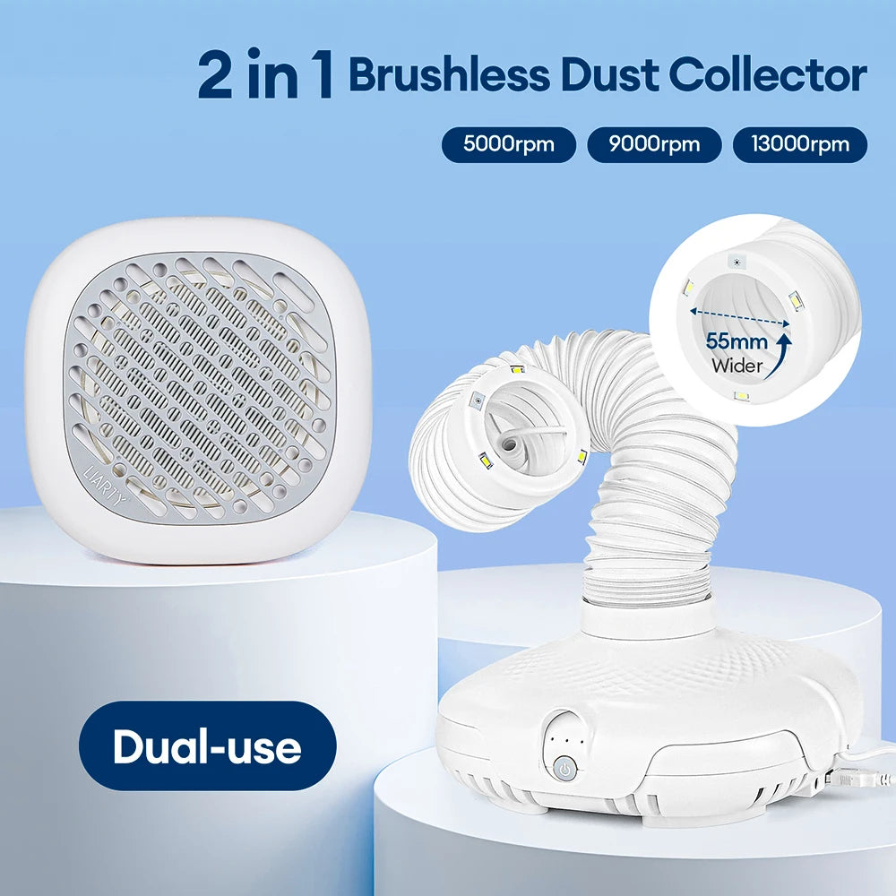 2-in-1 Brushless Nail Dust Collector Vacuum with LED Tube - 1