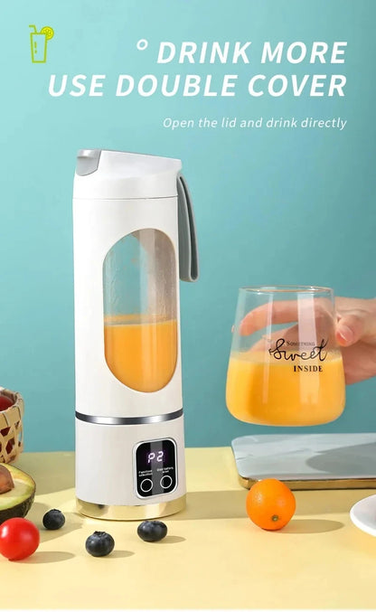 Portable 12-Blade Fruit Juicer Blender - 450ml USB Rechargeable Ice Crusher