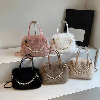 Luxury Plush Pearl Handbag