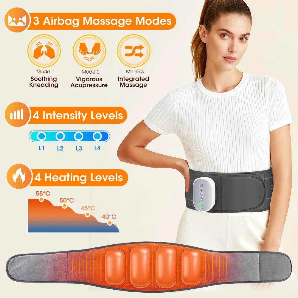 Cordless Heated Back Massager Belt with Air Compression Therapy - 7