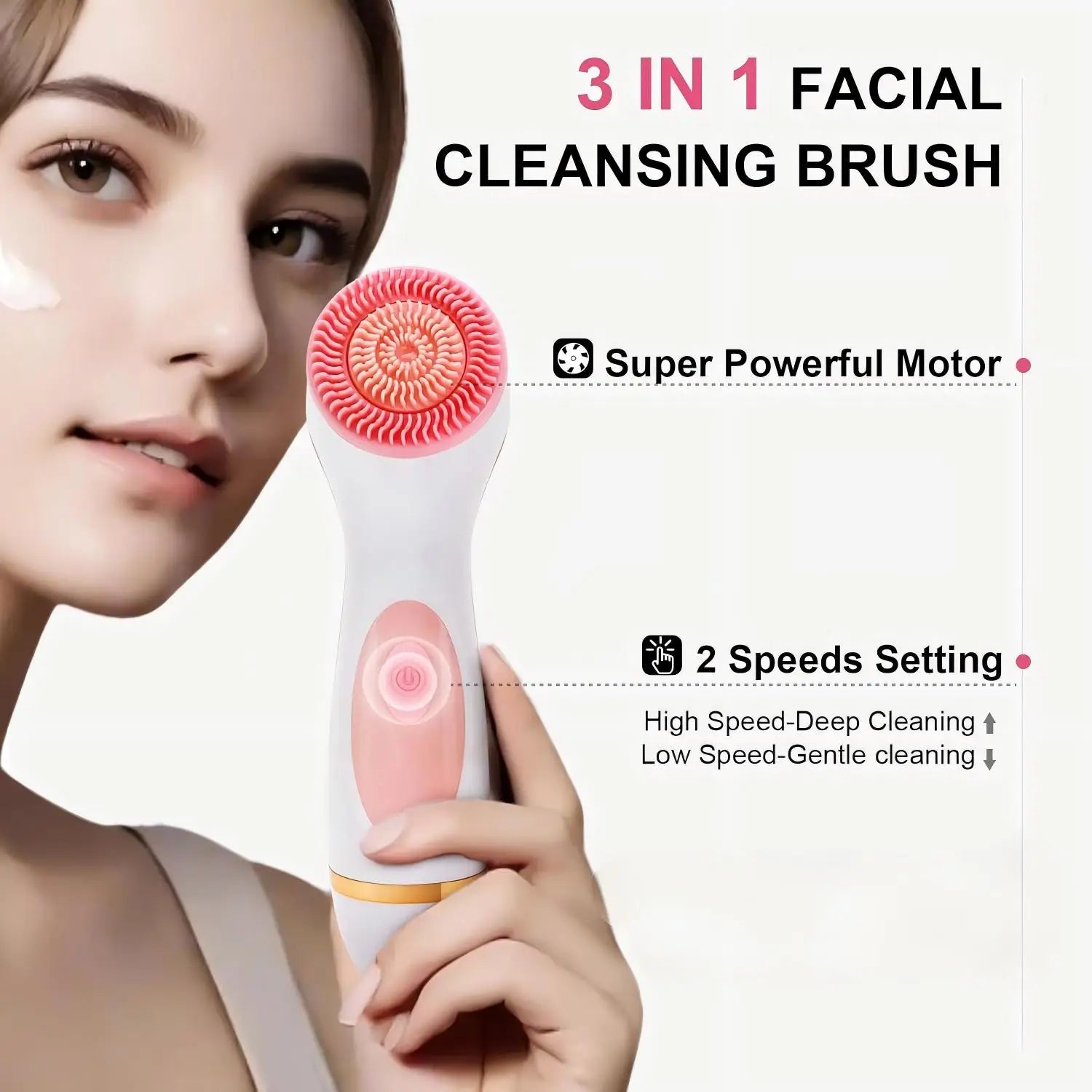 3-in-1 Waterproof Electric Facial Cleansing Brush & Exfoliating Face Massager - 2