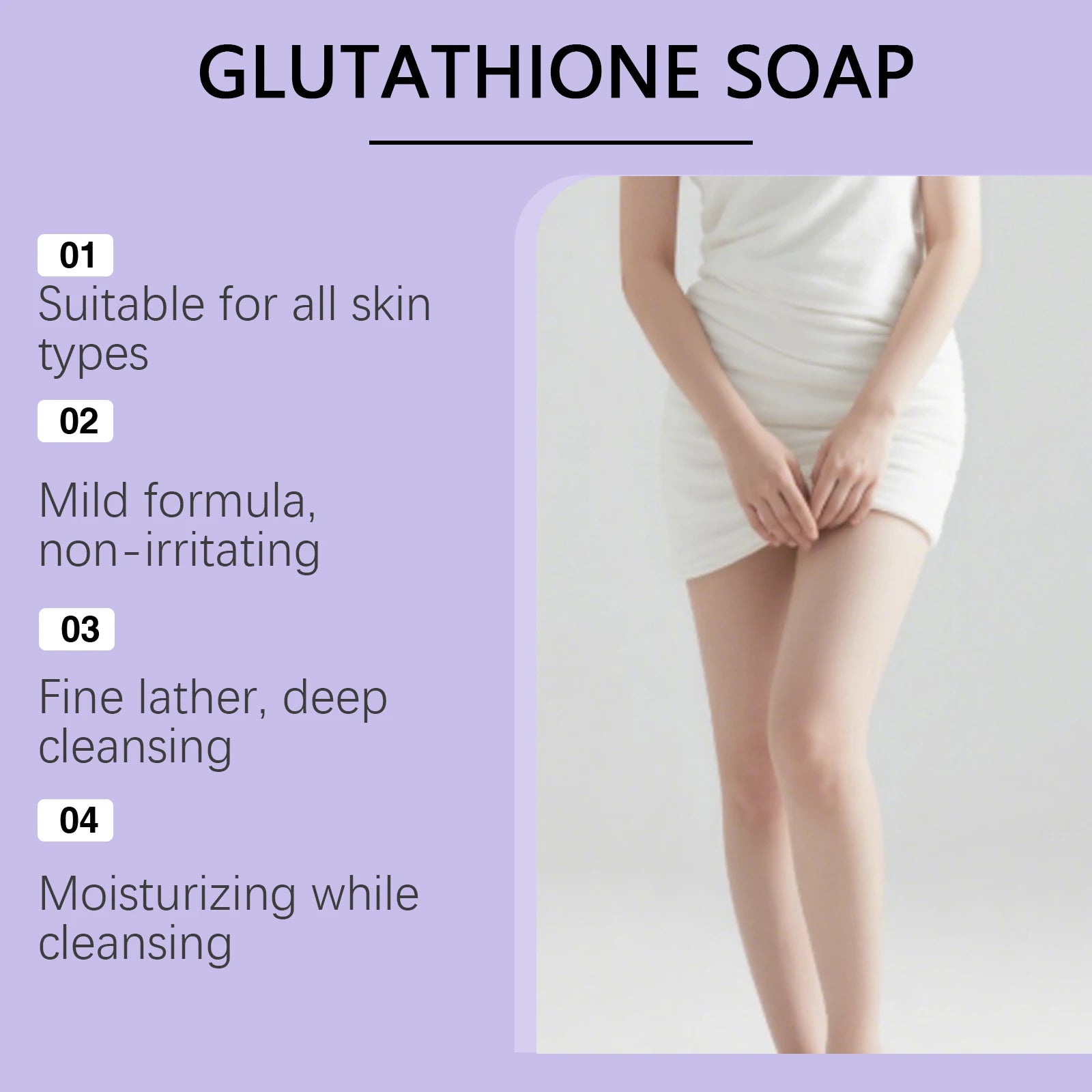 Lavender Double Glutathione Whitening Soap Bar for Deep Cleansing & Skin Brightening - 10