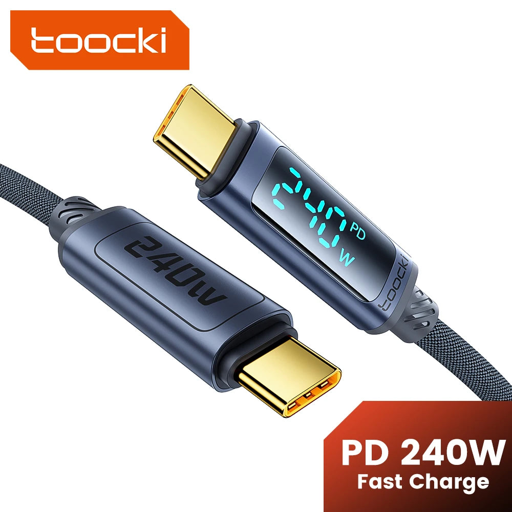 240W USB-C to USB-C Fast Charging Cable with Digital Power Display