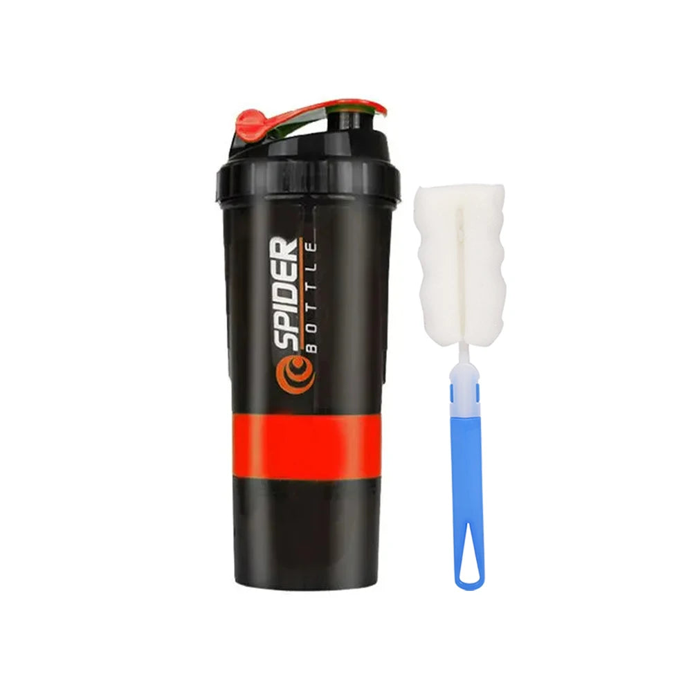 3-Layer Portable Protein Shaker Bottle - Leak-Proof Gym Mixing Cup