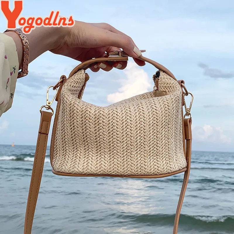 Luxury Woven Straw Bucket Bag