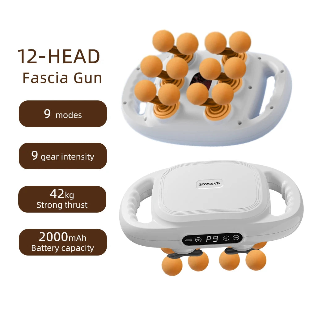 12-Head Deep Tissue Massage Gun for Full Body Relief - 21