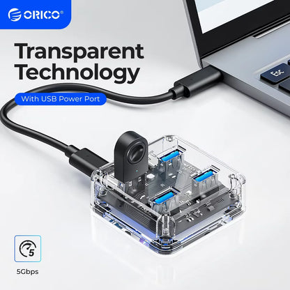 ORICO 4-Port USB-C Hub - High-Speed 5Gbps Data Transfer & Power Supply