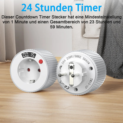 EU Standard 24-Hour Digital Rotary Countdown Timer Socket 3680W