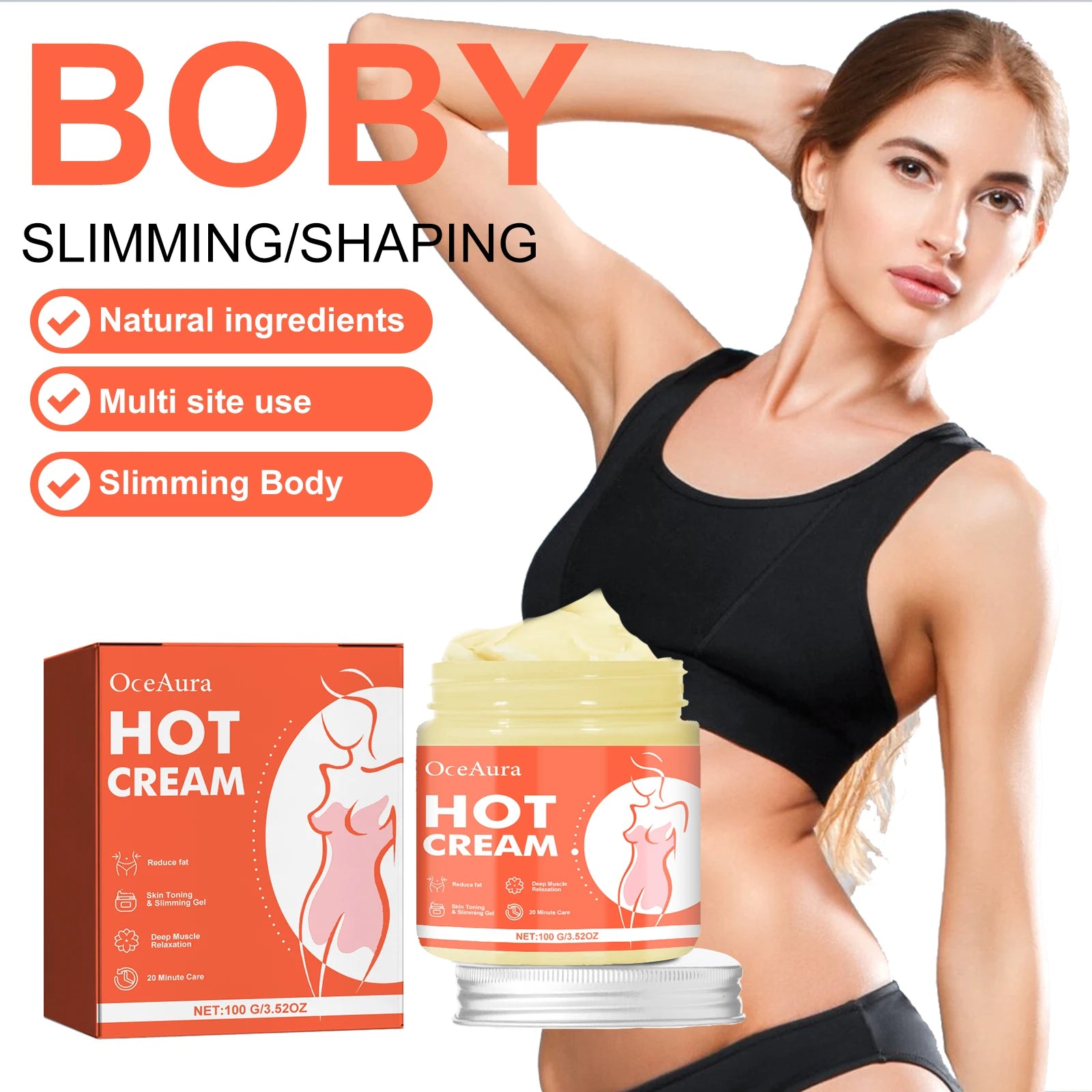 Anti-Cellulite Hot Cream for Body Slimming & Toning Massage Gel - 8