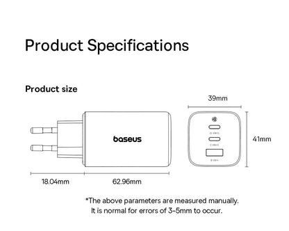 100W GaN Fast Charger - 3-Port USB-C Laptop & Phone Power Adapter