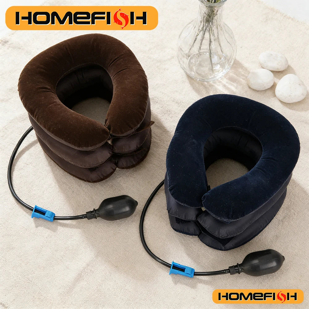 Inflatable Cervical Neck Traction Collar & Pain Relief Stretcher