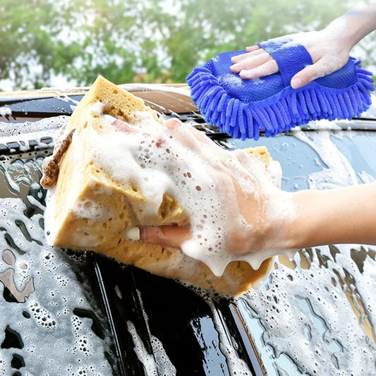 High-Density Honeycomb Car Wash Sponge & Microfiber Mitt