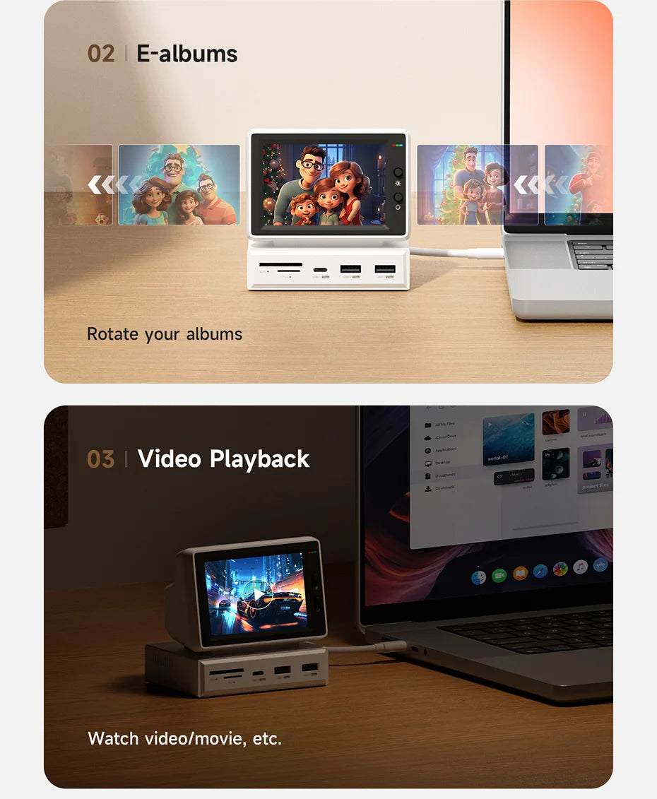 3.5" IPS Mini PC Data Monitor & USB-C Docking Station for Laptop - 23