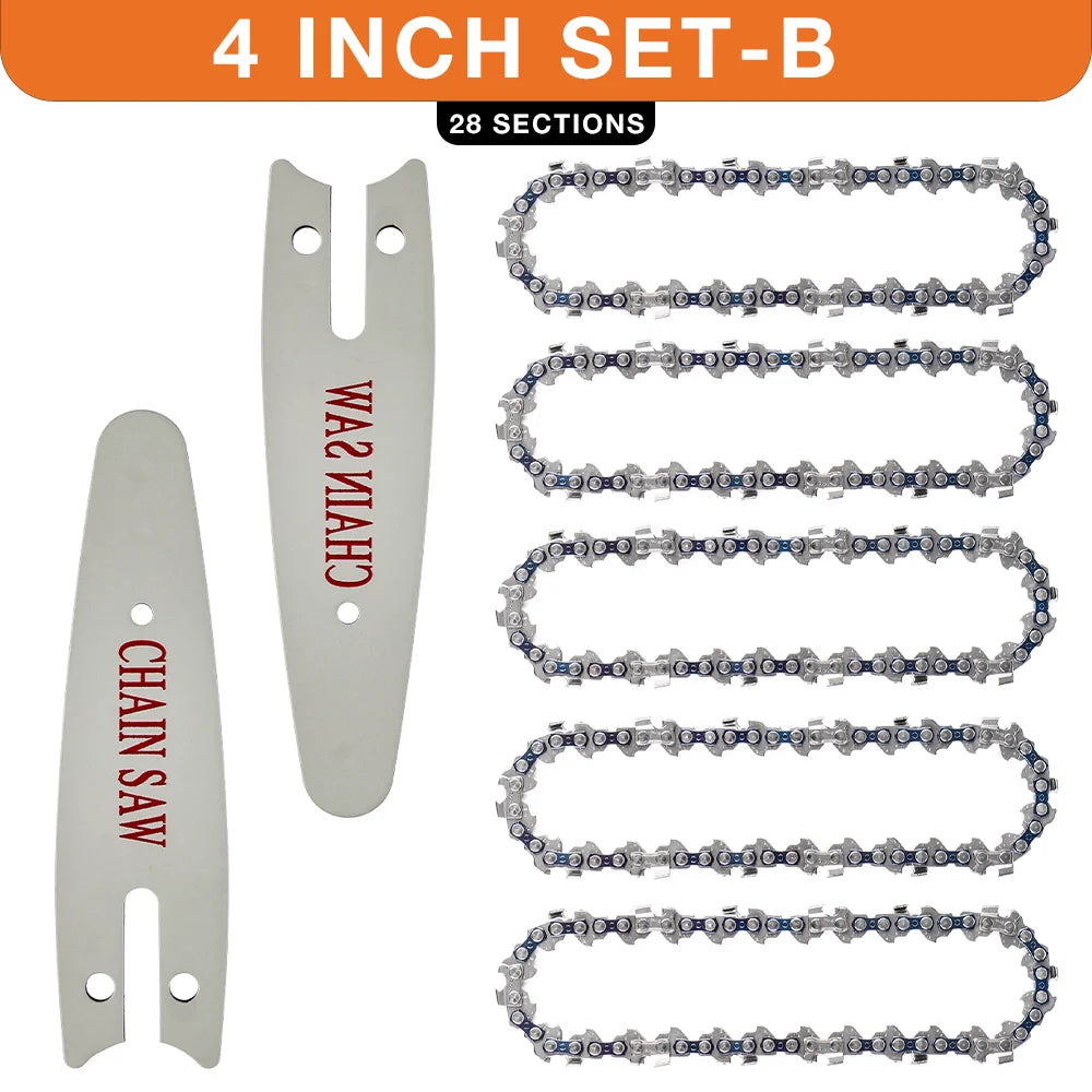 4 & 6-Inch Replacement Chains and Guide Bar Set for Mini Cordless Chainsaws - 23