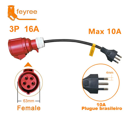 EV Charger CEE Female to Brazil 10A/20A Plug Adapter 7KW Portable Cable