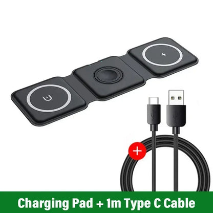 3-in-1 Foldable Magnetic Wireless Charging Station for iPhone & Apple Watch