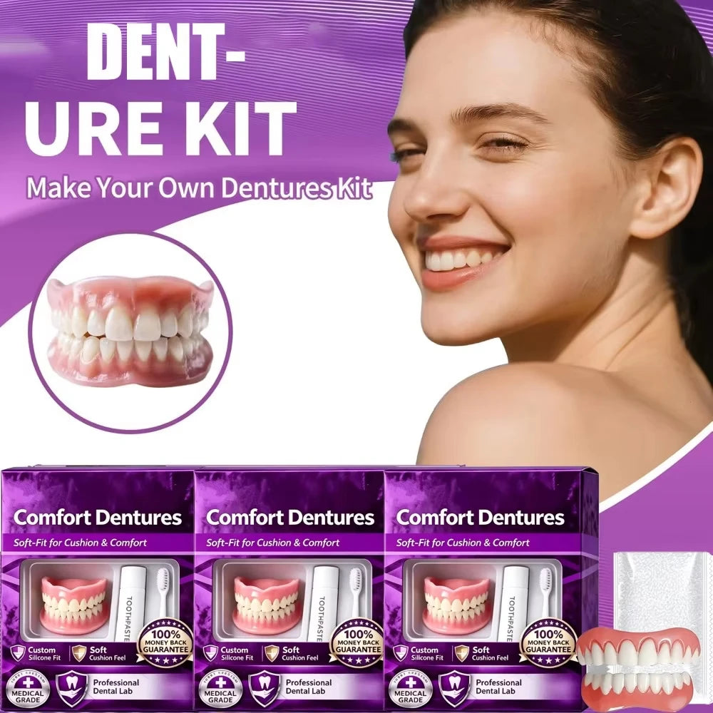 Comfort Fit Cosmetic Silicone Denture Set – Upper & Lower Smile Enhancer - 3
