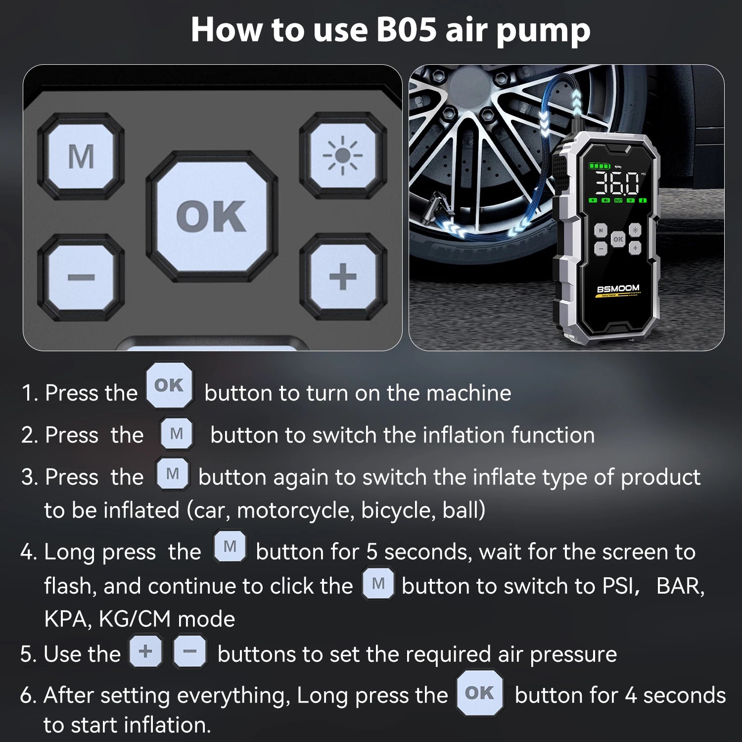 6000A Car Jump Starter with 150PSI Air Compressor & Power Bank - 17