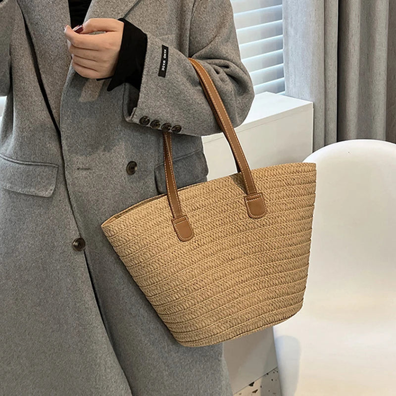 Luxury Bohemian Knitted Straw Tote