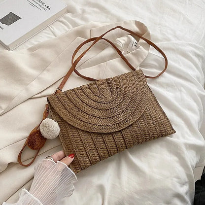 Luxury Woven Straw Beach Clutch
