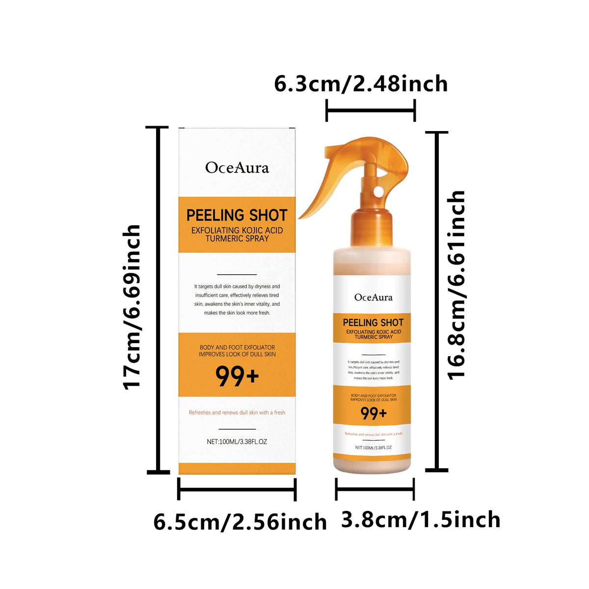 Exfoliating Turmeric Body & Foot Peeling Spray for Brightening & Smooth Skin