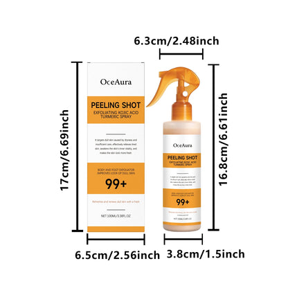 Exfoliating Turmeric Body & Foot Peeling Spray for Brightening & Smooth Skin