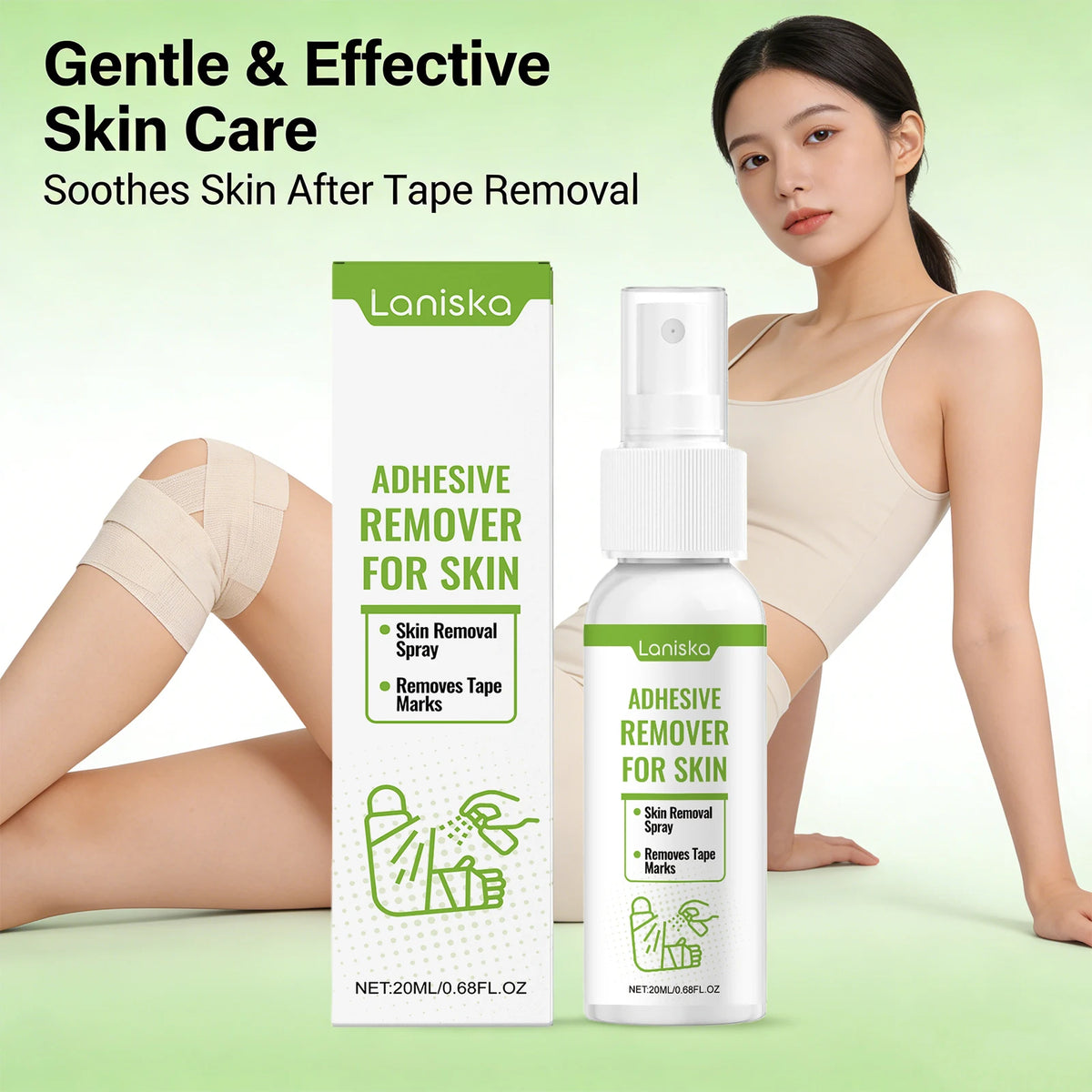 Gentle Adhesive Remover Spray for Skin - Painless Tape and Bandage Residue Cleaner