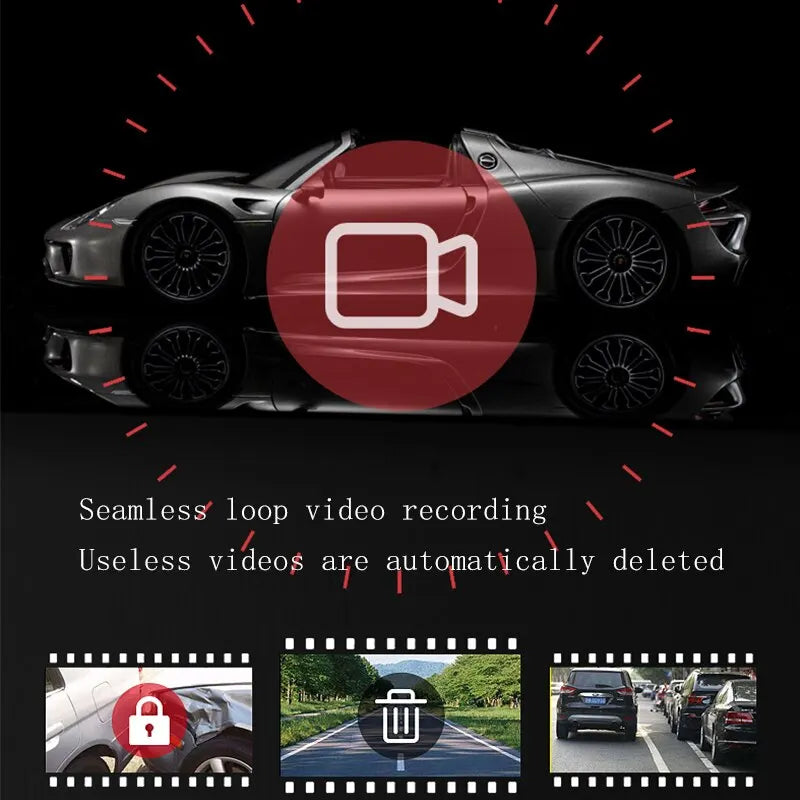 Dual Lens Rearview Mirror Dash Cam - HD 1080P Night Vision Car Recorder - 3