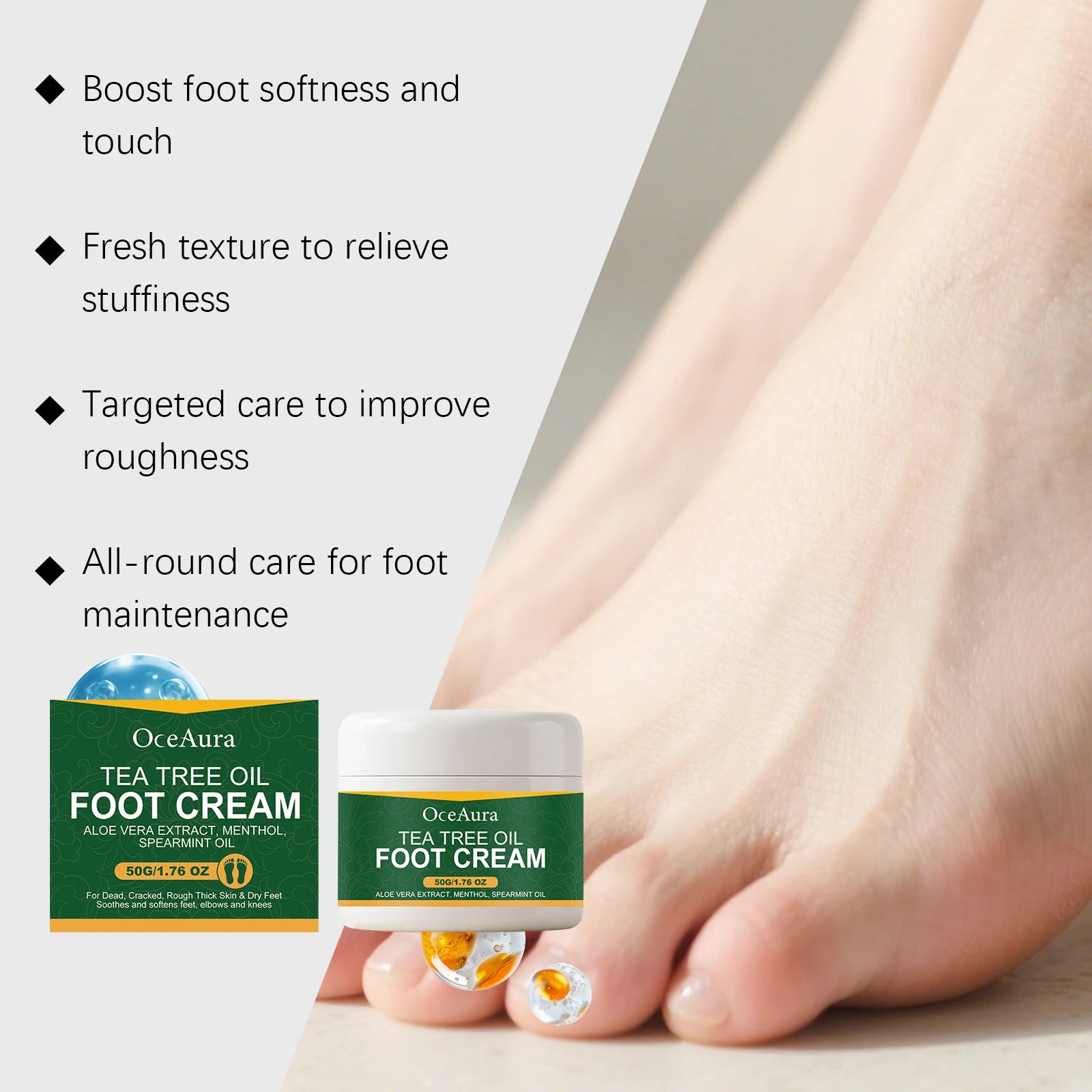 Tea Tree Oil Foot Repair Cream for Cracked Heels and Dry Skin - 11