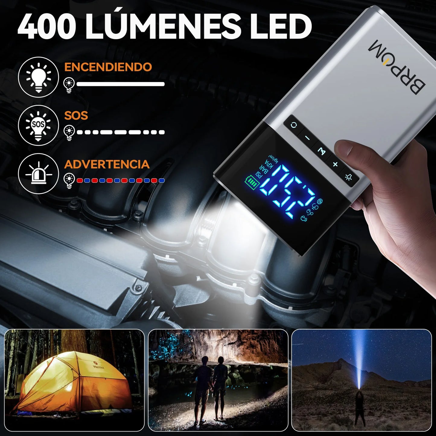 6000A Car Jump Starter with 180PSI Air Compressor, 26800mAh Portable Power
