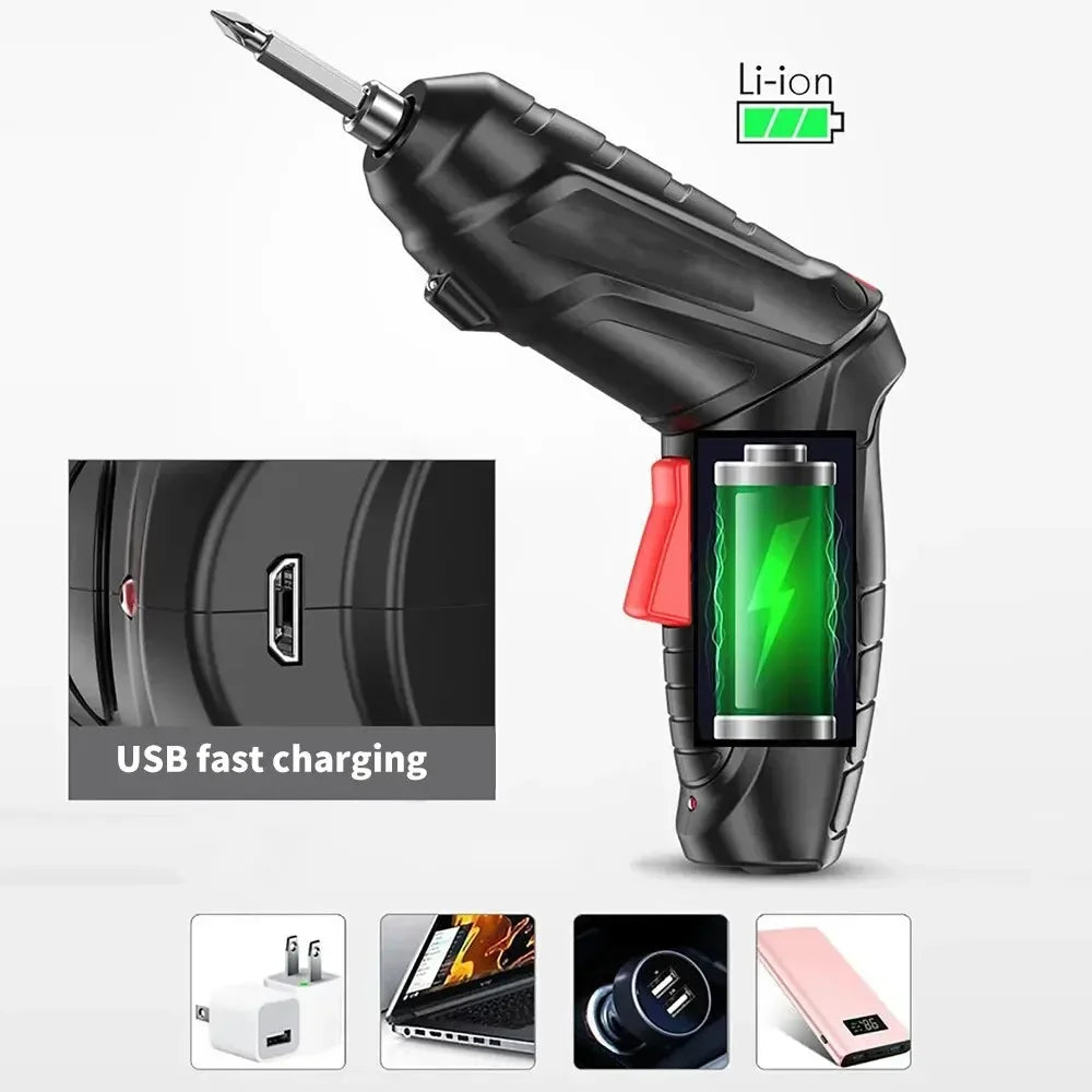3.6V Cordless Electric Screwdriver Set - Compact Rechargeable Power Tool - 10