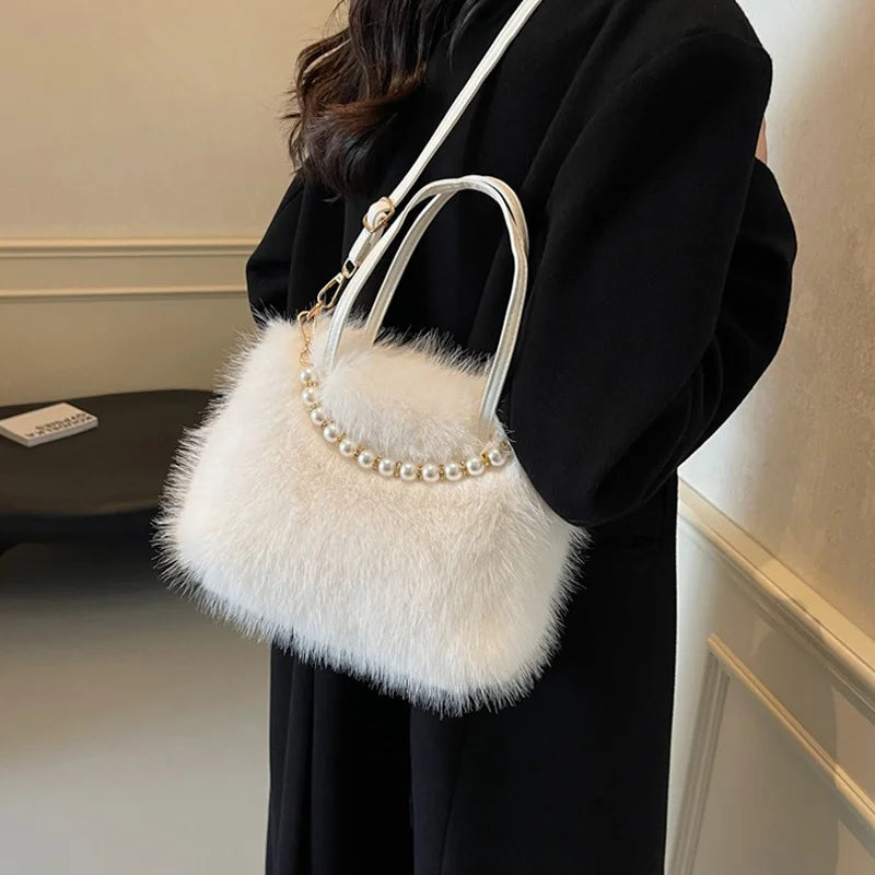 Luxury Plush Pearl Handbag