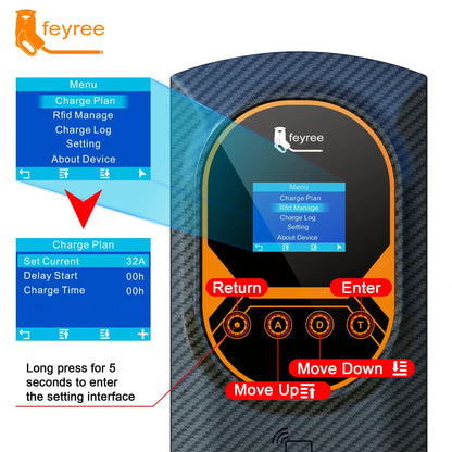 Smart EV Wallbox Charger - Adjustable 32A WiFi Electric Vehicle Station