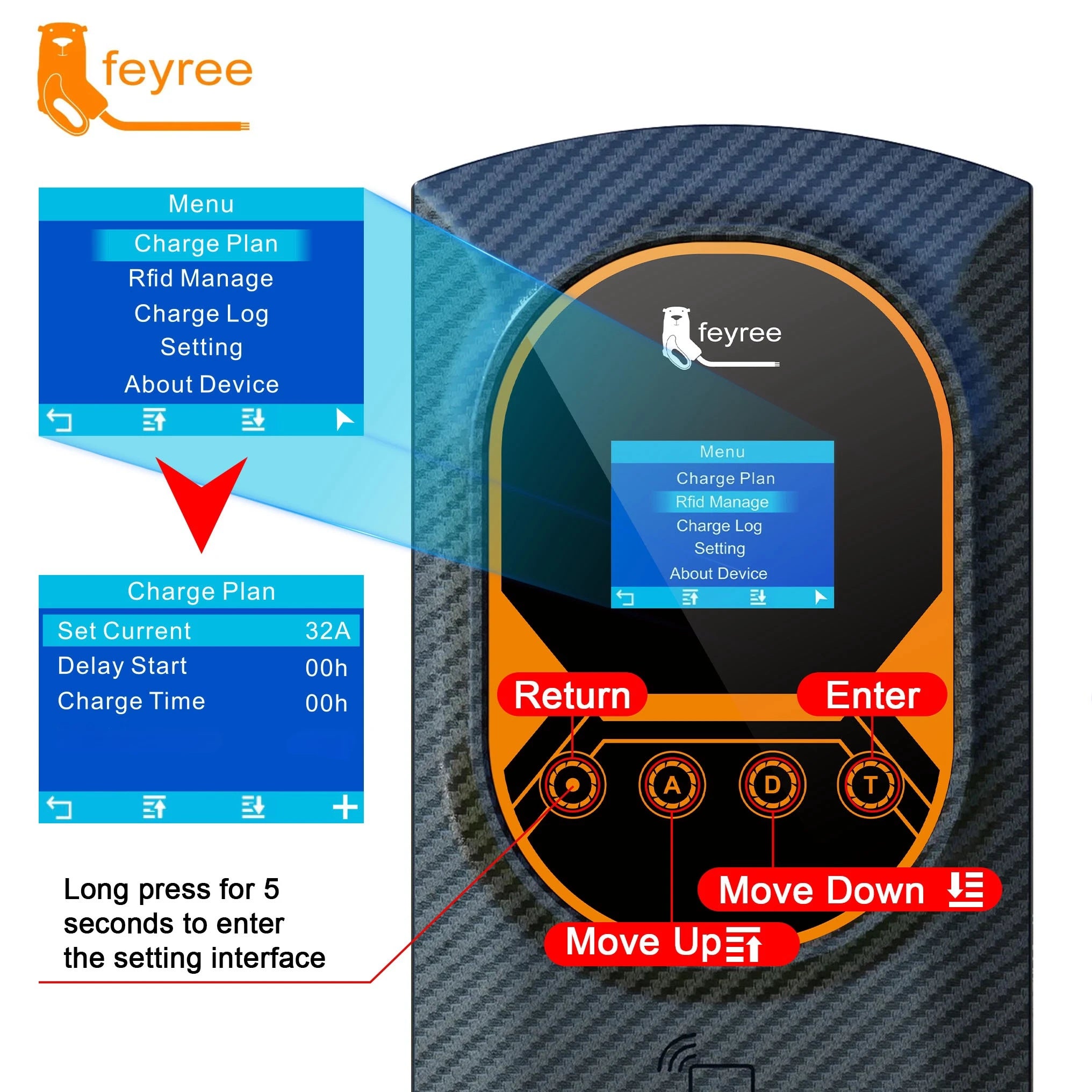 Electric Vehicle Wallbox Charger - Adjustable 7.6kW-22kW EV Charging Station - 14