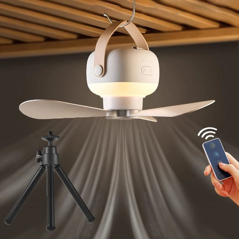 Rechargeable Portable Ceiling Fan & Desktop Tripod Fan with LED Light & Remote - 8