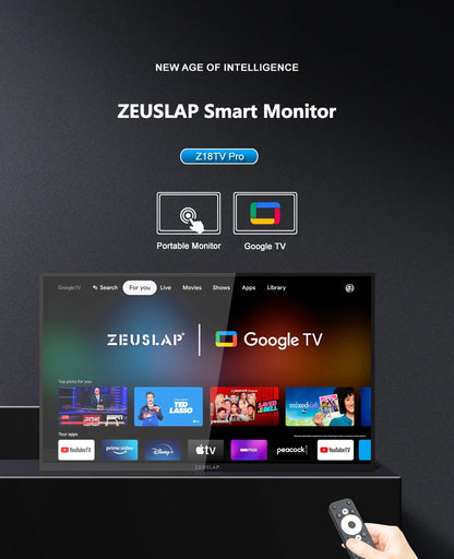 18.5" Smart Portable Touch Monitor with Google TV & Built-in Streaming