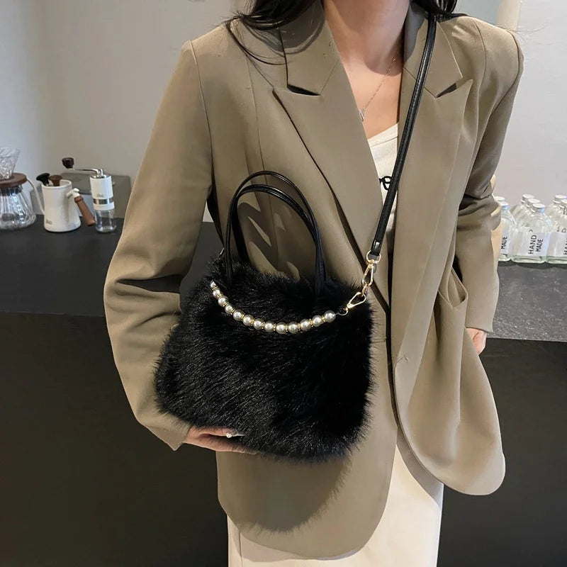 Luxury Plush Pearl Handbag