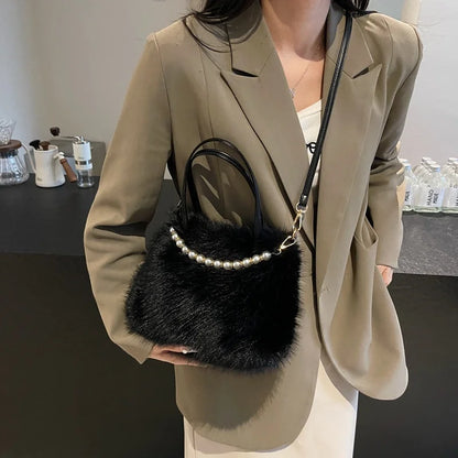 Luxury Plush Pearl Handbag