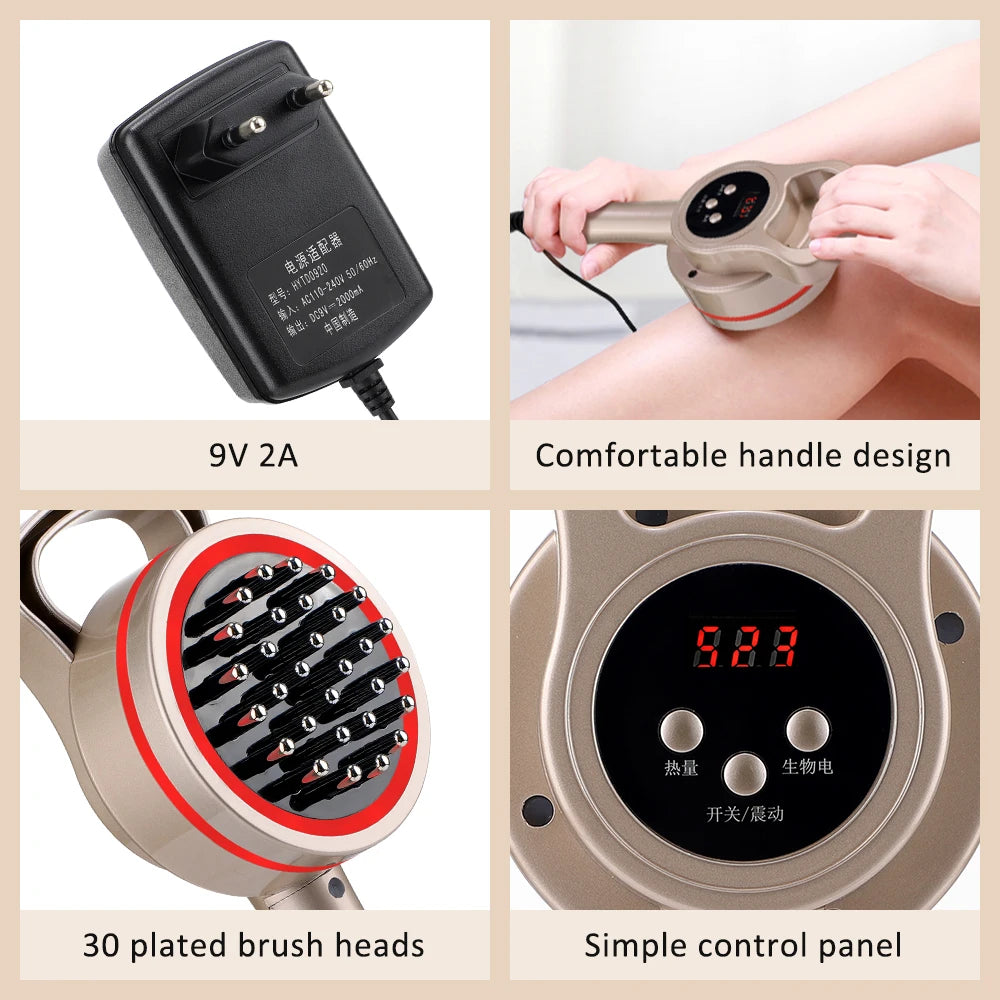 Electric Microcurrent Meridian Brush – Heated Lymphatic & Body Sculpting Massager