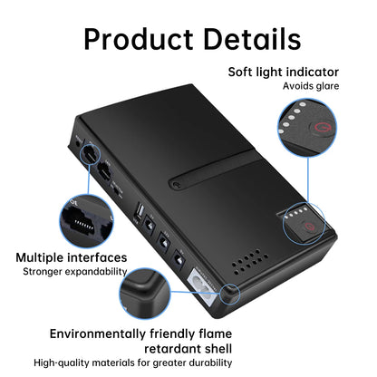 Mini DC UPS Battery Backup for Routers, Modems & Cameras 5V/9V/12V