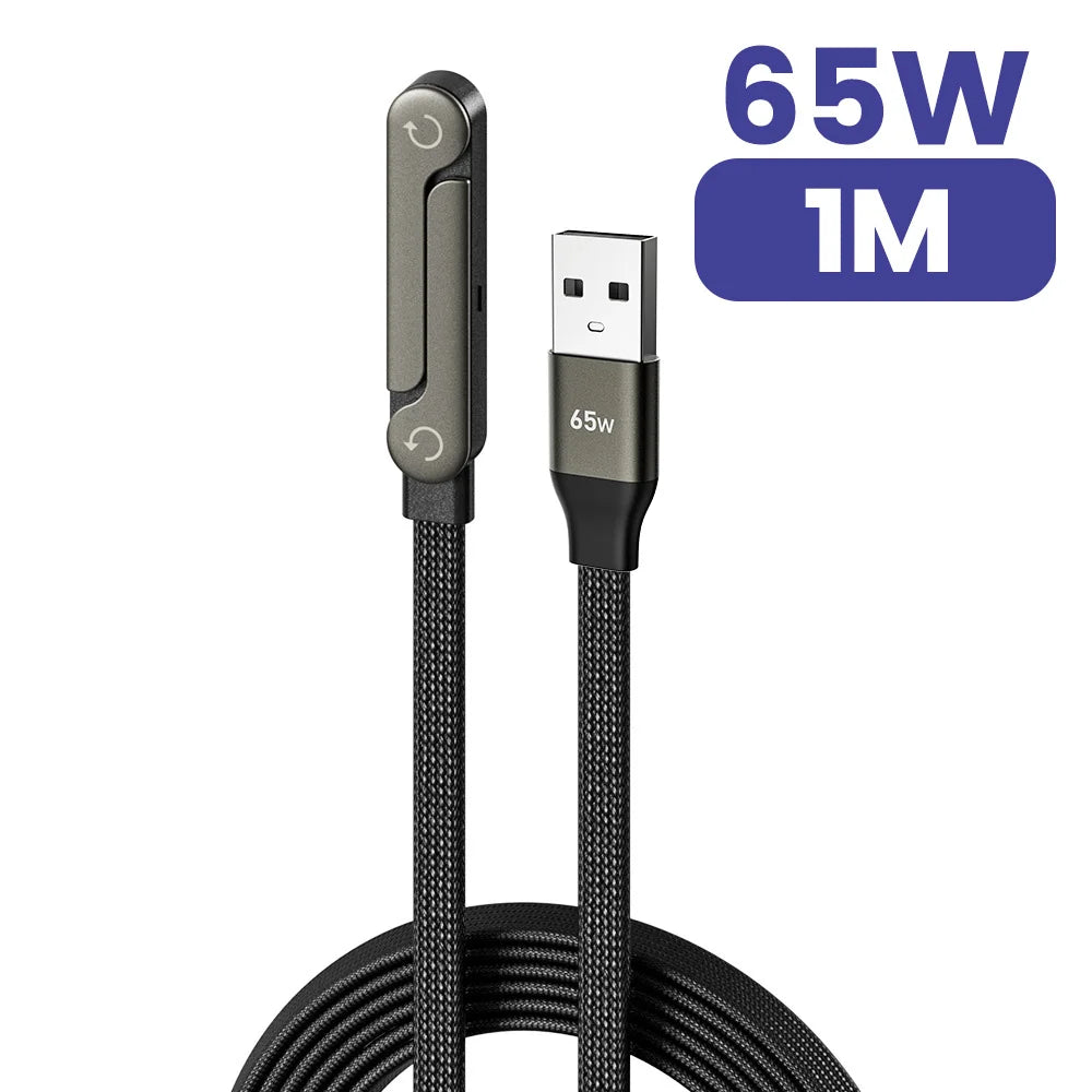 65W Fast Charging USB-C Cable with Built-In Foldable Phone Stand