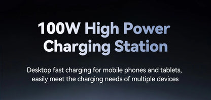 100W GaN 6-Port Desktop Fast Charging Station - Universal USB-C Power Hub