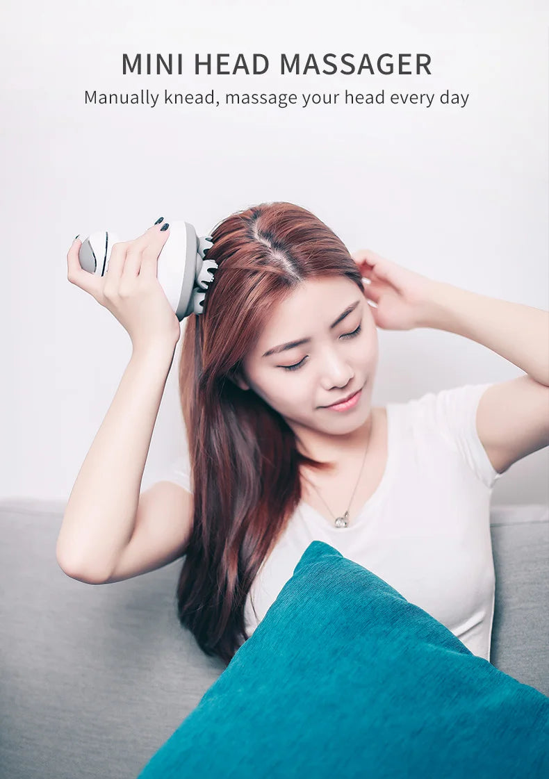 Electric Scalp Massager - Waterproof Handheld Head Scratcher for Stress Relief