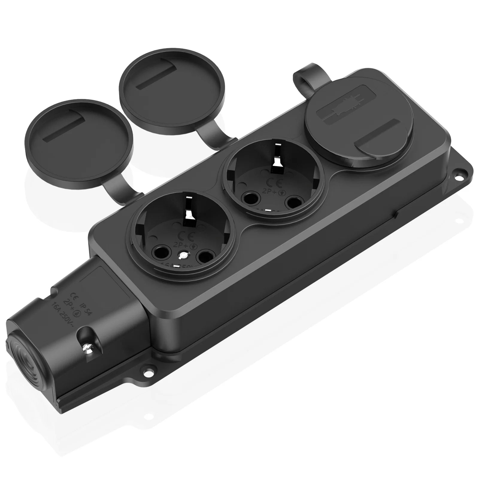 IP54 Waterproof German Standard Outdoor Power Socket - 16A 3500W Extension - 24