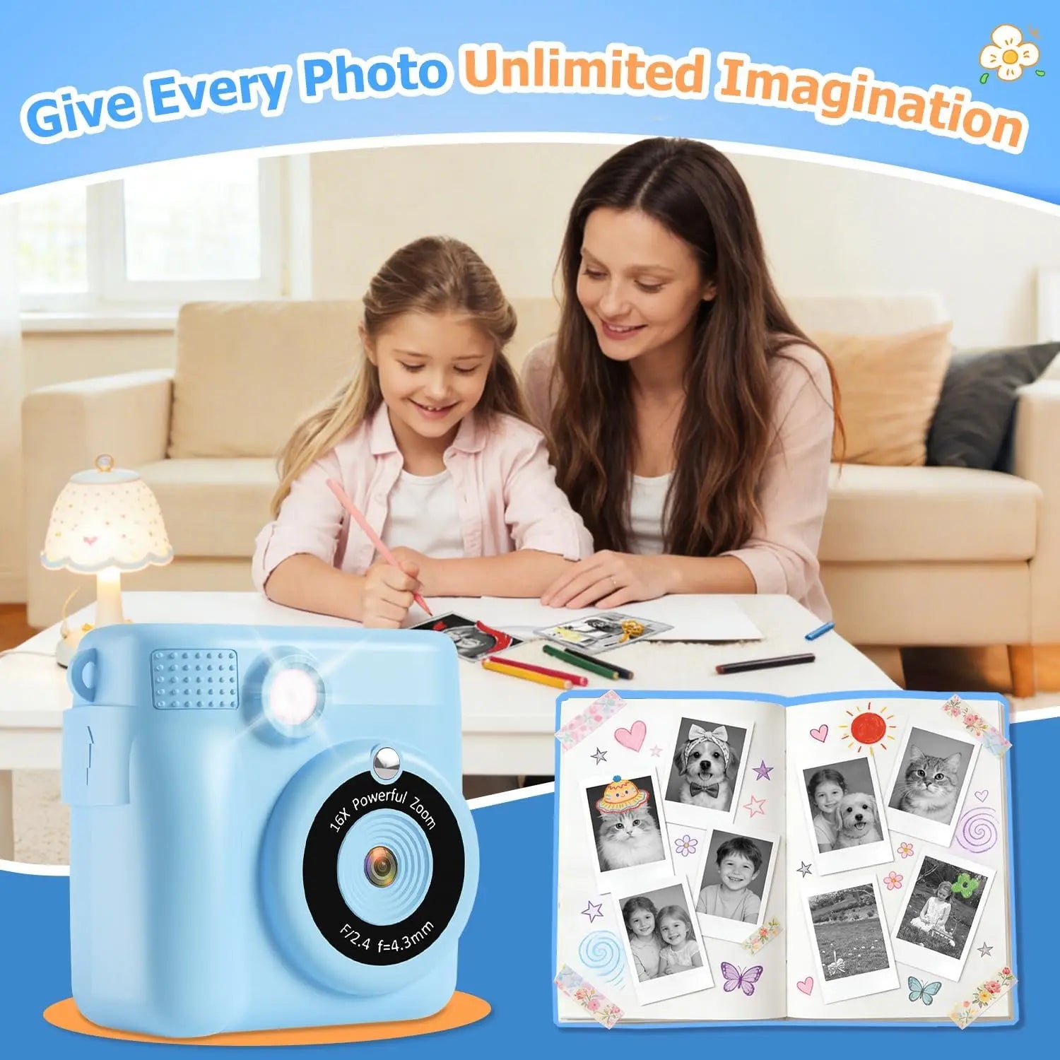 Instant Print Kids Camera with Digital Video Recording & Photo Printing - 3