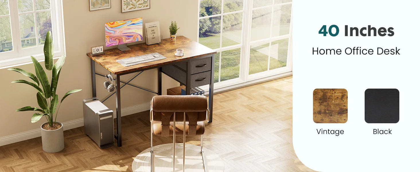 Modern 47-Inch Computer Desk with Reversible Storage Drawers for Home Office - 6