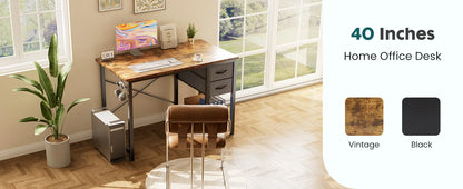 Modern 47-Inch Computer Desk with Reversible Storage Drawers for Home Office
