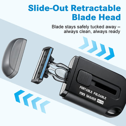 Portable 6-Layer Blade Manual Men's Shaver - Retractable Travel Grooming Razor