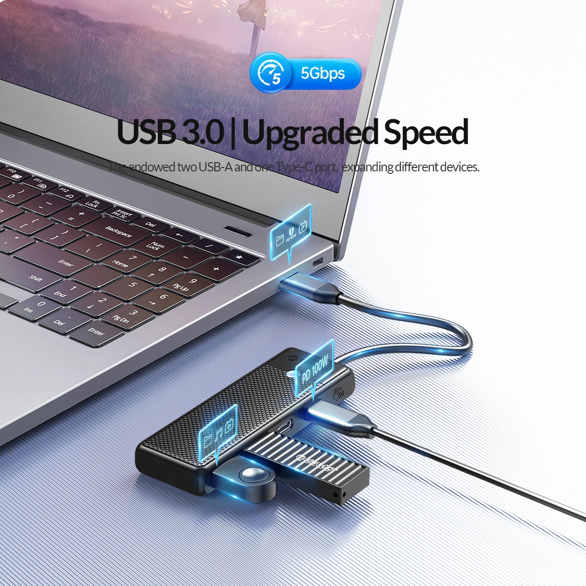 4-in-1 USB-C Hub Adapter with 100W PD Charging & 5Gbps Data Transfer - 10