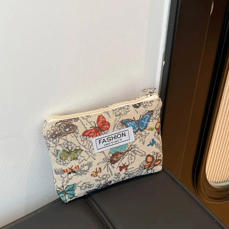 Luxury Retro Floral Canvas Clutch